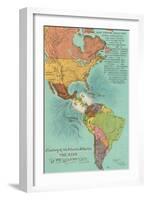 Map of the Americans, Opening of the Panama Canal-null-Framed Art Print