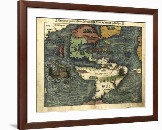 Map of the Americas, 1550-Science Source-Framed Giclee Print