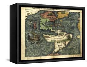 Map of the Americas, 1550-Science Source-Framed Stretched Canvas