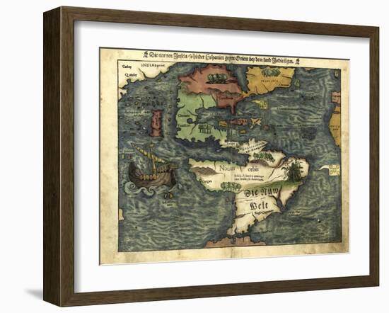 Map of the Americas, 1550-Science Source-Framed Giclee Print