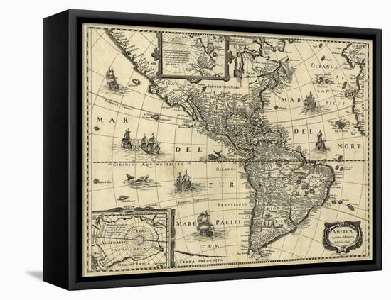 Map of the Americas, 1640-Science Source-Framed Stretched Canvas