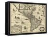 Map of the Americas, 1640-Science Source-Framed Stretched Canvas