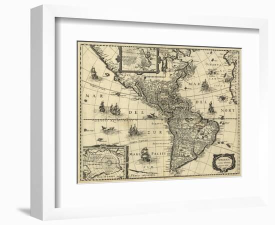 Map of the Americas, 1640-Science Source-Framed Giclee Print