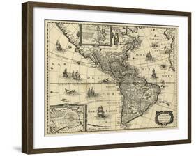 Map of the Americas, 1640-Science Source-Framed Giclee Print