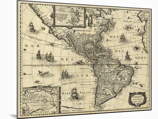 Map of the Americas, 1640-Science Source-Mounted Giclee Print