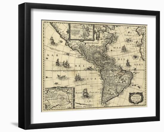 Map of the Americas, 1640-Science Source-Framed Giclee Print