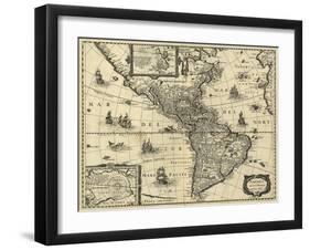 Map of the Americas, 1640-Science Source-Framed Giclee Print