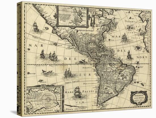 Map of the Americas, 1640-Science Source-Stretched Canvas