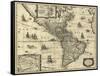 Map of the Americas, 1640-Science Source-Framed Stretched Canvas