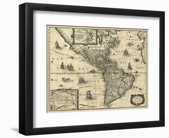 Map of the Americas, 1640-Science Source-Framed Premium Giclee Print