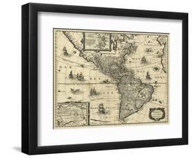 Map of the Americas, 1640-Science Source-Framed Premium Giclee Print