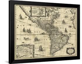 Map of the Americas, 1640-Science Source-Framed Giclee Print