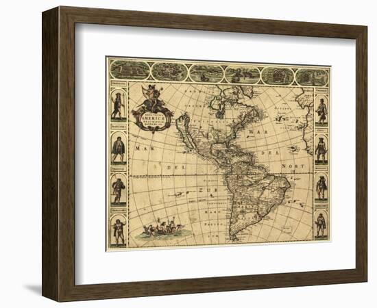 Map of the Americas, 1660-Science Source-Framed Giclee Print