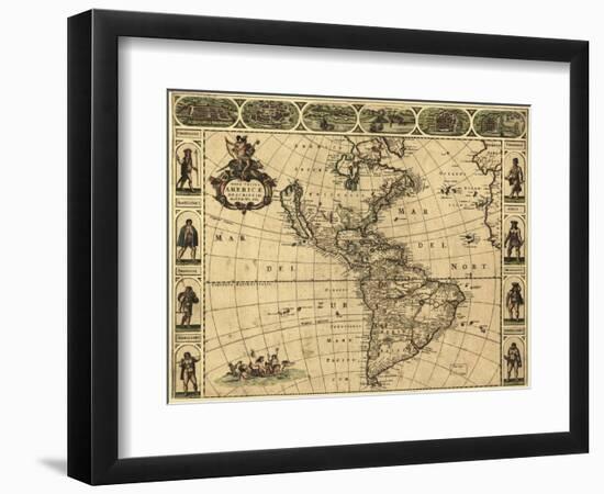 Map of the Americas, 1660-Science Source-Framed Giclee Print