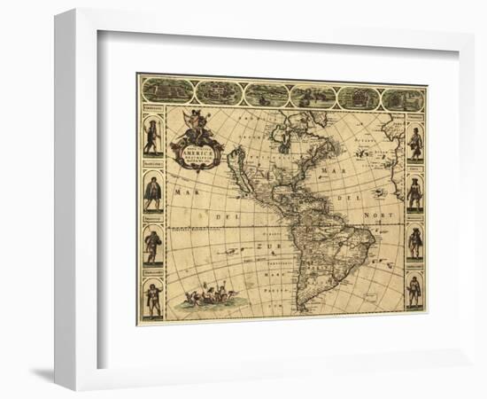 Map of the Americas, 1660-Science Source-Framed Giclee Print