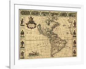 Map of the Americas, 1660-Science Source-Framed Giclee Print
