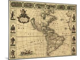 Map of the Americas, 1660-Science Source-Mounted Giclee Print