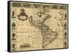 Map of the Americas, 1660-Science Source-Framed Stretched Canvas