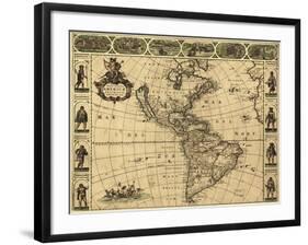 Map of the Americas, 1660-Science Source-Framed Giclee Print