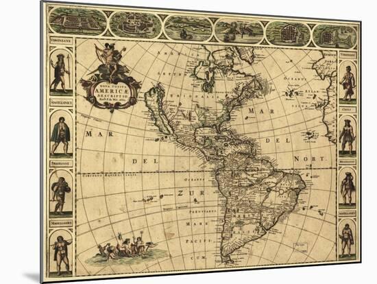 Map of the Americas, 1660-Science Source-Mounted Giclee Print