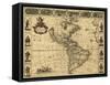 Map of the Americas, 1660-Science Source-Framed Stretched Canvas