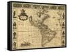 Map of the Americas, 1660-Science Source-Framed Stretched Canvas