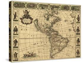 Map of the Americas, 1660-Science Source-Stretched Canvas