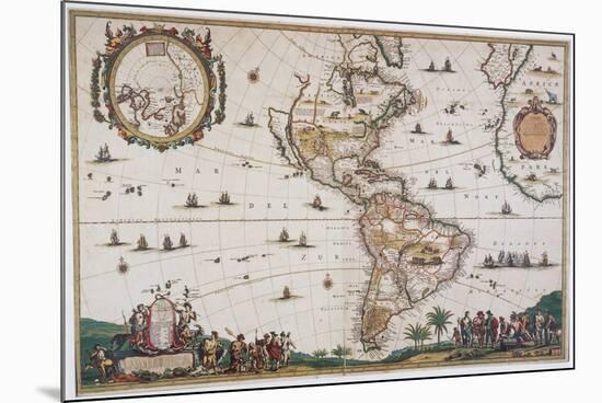 Map of the Americas, 17th Century-Science Source-Mounted Giclee Print