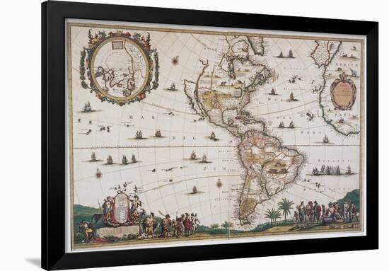 Map of the Americas, 17th Century-Science Source-Framed Giclee Print