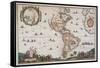 Map of the Americas, 17th Century-Science Source-Framed Stretched Canvas