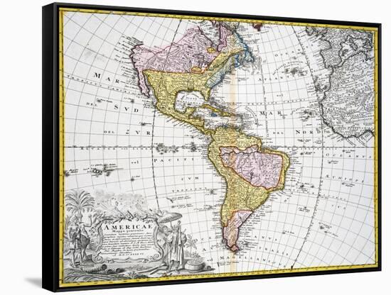 Map of the Americas by August Gottlieb Boehme-Stapleton Collection-Framed Stretched Canvas