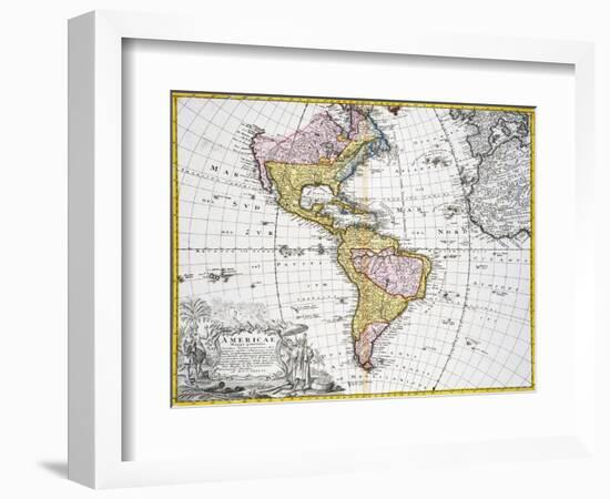 Map of the Americas by August Gottlieb Boehme-Stapleton Collection-Framed Giclee Print