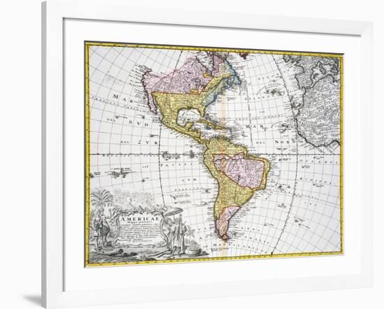 Map of the Americas by August Gottlieb Boehme-Stapleton Collection-Framed Giclee Print