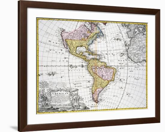 Map of the Americas by August Gottlieb Boehme-Stapleton Collection-Framed Giclee Print