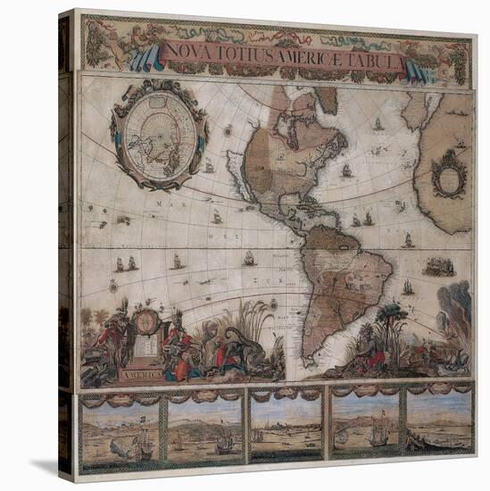 Map of the Americas, circa 1680-Science Source-Stretched Canvas