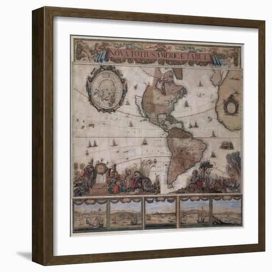 Map of the Americas, circa 1680-Science Source-Framed Giclee Print