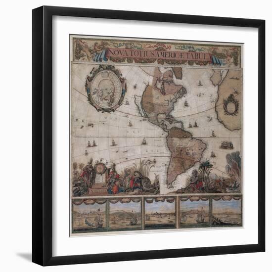 Map of the Americas, circa 1680-Science Source-Framed Giclee Print