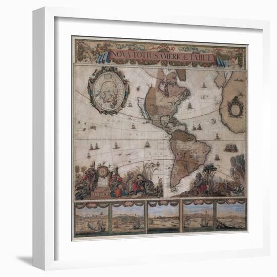 Map of the Americas, circa 1680-Science Source-Framed Giclee Print