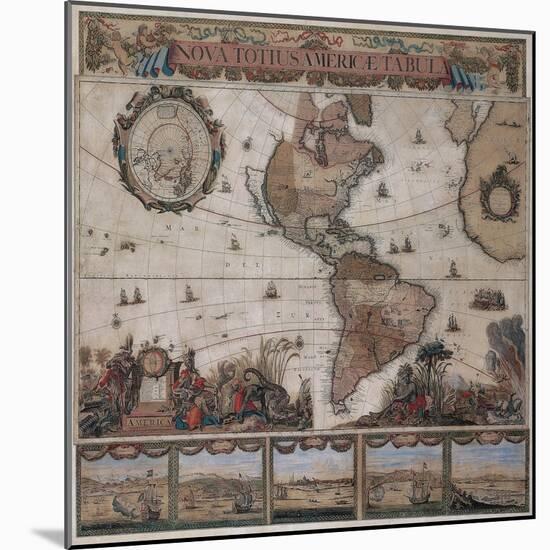 Map of the Americas, circa 1680-Science Source-Mounted Giclee Print