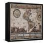 Map of the Americas, circa 1680-Science Source-Framed Stretched Canvas