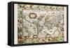 Map of the Americas-Peter Van der Keere-Framed Stretched Canvas