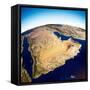 Map of the Arabian Peninsula, Middle East Physical Map, 3D Render, Map with Relief and Mountains.-Naeblys-Framed Stretched Canvas