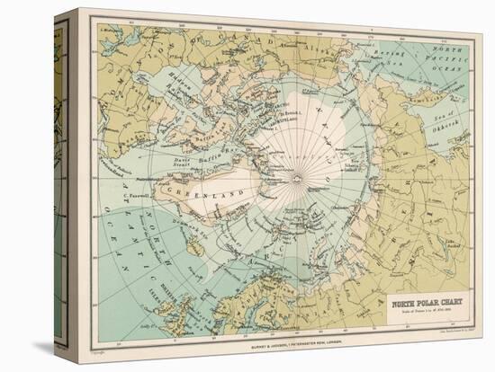 Map of the Arctic Circle and Surrounding Areas-null-Stretched Canvas