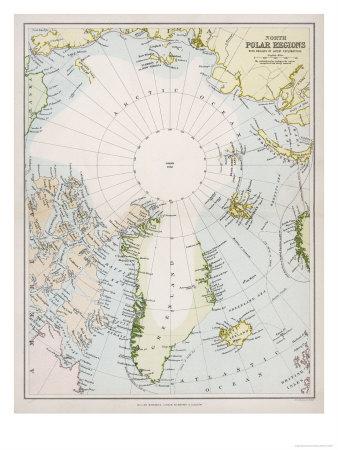 'Map of the Arctic Circle with Details of Explorations' Giclee Print ...