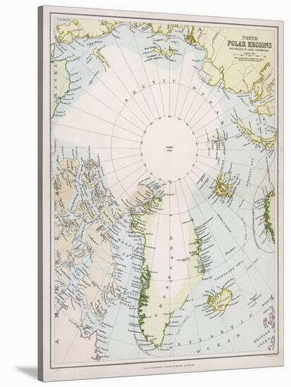 Map of the Arctic Circle with Details of Explorations-null-Stretched Canvas