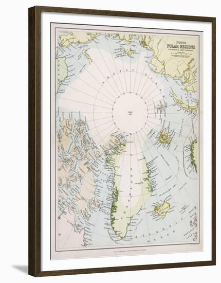 Map of the Arctic Circle with Details of Explorations-null-Framed Premium Photographic Print