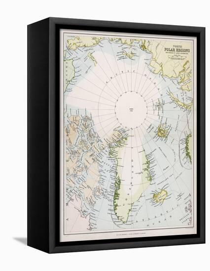 Map of the Arctic Circle with Details of Explorations-null-Framed Stretched Canvas