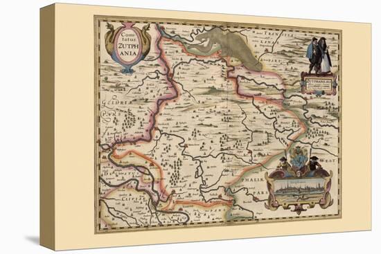 Map of the Area Around Zutphanis, Netherlands-Pieter Van der Keere-Stretched Canvas