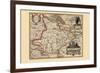 Map of the Area Around Zutphanis, Netherlands-Pieter Van der Keere-Framed Premium Giclee Print