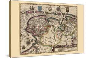 Map of the Area East of the Zuiderzee In the Netherlands-Pieter Van der Keere-Stretched Canvas